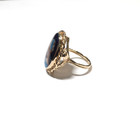 Antique French Cobalt Blue Enamel Painted Cameo 14k Yg Oval Rope Ring Size 6 5