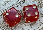 Vintage Cherry Red Translucent Bakelite Dice Pair 12mm 0 47  Mini D6 Catalin Set