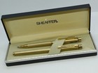 Sheaffer Targa 1009 Fine Barleycorn Gpld P  Fountain Pen   Ballpoint Set 14k Nib