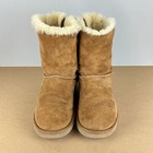Ugg Bailey Bow Ii Suede Shearling Lined Pull On Boots Womens 8 Tan Brown