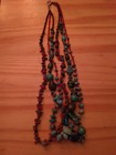 Sterling Silver Turquoise And Coral Necklace  3 Strand  Natural  24 Inchs