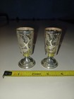 Taxco Mexico Sterling Silver Shot Glasses With Floral Motif - Set Of 2    925 