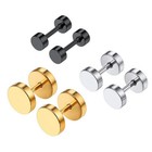 2pcs Stud Earrings Men Women Faux Gauges Ear Tunnel Stainless Steel Earrings