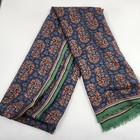 Drake s Wool silk Blend Paisley Scarf Men s One Size Navy Multi Frayed Edge