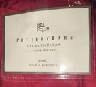 Pottery Barn Silk Quilted Euro Pillow Sham Square 26  X 26  Red New
