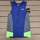 Tyr Competitor Men s Navy grey Tri Triathlon Tank   9 In  Padded Short Sz M New 