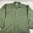 Vintage 1980s S Army Button Up Shirt Adult Medium Green Military 80s Usa War