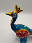 Wooden Peacock Hand-carved Hand  Painted  Bird Figurine Bright Blue 