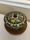 Vintage Daher Embossed Blue And Gold Metal Tin With Floral Design