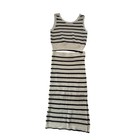 Skies Are Blue Striped Knit Two Piece Set Crop Top Midi Skirt Womens Small