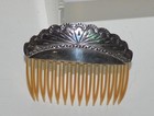 Vintage Southwestern Sterling Silver Hair Comb Hand   tooled Scalloped