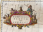 Norway 1663 Willem Blaeu Large Antique Map  heightened With Gold  17th Century