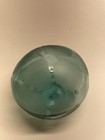 Japanese Blown Glass Fish Float Tri-mold Seam Off-round 3    Kanji Marked Net Wear