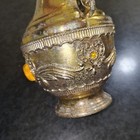 Vintage Middle Eastern Brass Ewer Ornate Arabian Coffee Pot Distressed Decor 9 