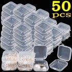50pcs Mini Clear Plastic Storage Box Container For Jewelry Coins Beads Organizer