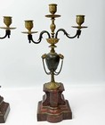 Pair Henri Picard French Rouge Marble Gilt   Patinated Bronze Candelabras 19th C