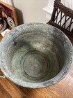 Antique Hand Hammered Copper Or Bronze Pot cauldron W handles Rare Find Patina