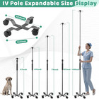 Iv Pole With Wheels 47 To 100in Portable Iv Floor Stand W  4 Hooks Iv Bag Holder