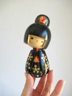 Vintage Signed stamped Japanese Kokeshi  Adorable 5 5  Collectible Wooden Doll