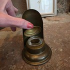 Antique Brass Capstan Inkwell Hinged Lid Glass Liner Dark Academia Scuttle Vtg