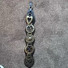 Vintage Equestrian English Horse 5 Brass Medallions On Leather Strap