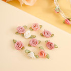 100pcs 15mm Colorful Mini Rose Flowers Satin Ribbon Bows Appliques Diy Sewing