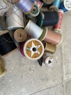 Colorful Lot Of Wooden Plastic Spools Of Sewing Thread Vtg