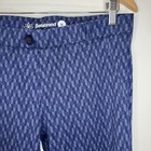 Betabrand Classic Dpyp Dress Pant Yoga Pant Bootcut Blue Geometric Print Medium