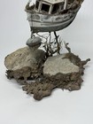 Vintage Copper Brass Fishing Boat Sculpture Stone Base Nautical Decor