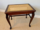 Vintage Cane Stool Queen Anne Style Table Piano Bench Antique Foot Rest Vanity