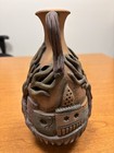 Vintage Handcrafted Pottery Vase Tree Roots Village Scene Signed Art Pottery 9 