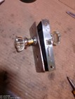Pair Of Vintage 12 Point Glass Door Knobs With Door Plates And Lock Mechanism