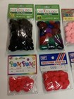 Vintage  Fluffy Pom Poms Lot Of 10 Nos Multi Color Crafting