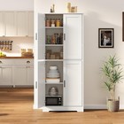 70  Tall Wood Kitchen Pantry Cabinet Storage Cabinet Adjustable Shelves 4 Doors