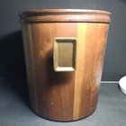 Mcm Vintage Ice Bucket Lidded Vermillion Walnut Missouri