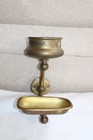 Antique Ornate Brass Soap   Cup Holder Dish Bathroom Fixture Dish
