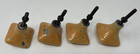 Set Of 4 Antique  1940s  Orangish 1 25  Square Ceramic Distressed Drawer Pulls