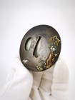 Japanese White Egret Tsuba For Wakziashi And Tanto Edo Period Antique A361