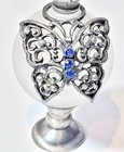 Retro Vintage Decorative Glass Perfume Bottle Butterfly   Blue Rhinestones