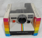Vintage Original Polaroid Sx-70 Onestep White Rainbow Stripe Land Camera In Box