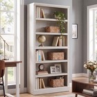 75 2  White Tall 6-tier Bookcase Adjustable Wide Book Bookshelf Storage Shelvin
