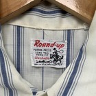 Vintage Round Up Snap Shirt Mens Large White Western Cowboy Rodeo Graphic
