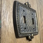 Vintage Antique Bronze Metal 2-gang Double Toggle Light Switch Wall Plate