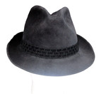 Vtg Resistol Self Conforming Black Felt Belted Fedora Hat W feather see Pics 
