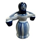 Gzhel Porcelain Figurine Russian Girl Carrying Water Hand Painted  Made Ussr