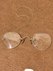 Antique Rimless Bifocal Pince Nez Eyeglasses 10k Gf Spectacles Chain Hairpin