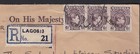 1951 Nigeria Africa 3 X 6d Ohms Lagos Registered Postal Cover To South Africa 