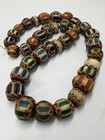 Old Polychrome Striped Glass Trade Beads Strand African Tribal Multicolor Beads
