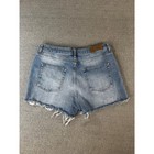 Topshop Mom Jean Shorts Womens 12 Distressed Frayed Hem Blue Denim