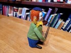 Very Nice Vintage  Schuco Wind Up  Dancing Green Dressed Clown With Violin   3